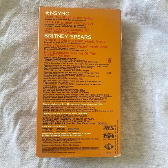 Nsync & Britney Spears Your #1 Video Requests and More! VHS - Picture 2 of 2
